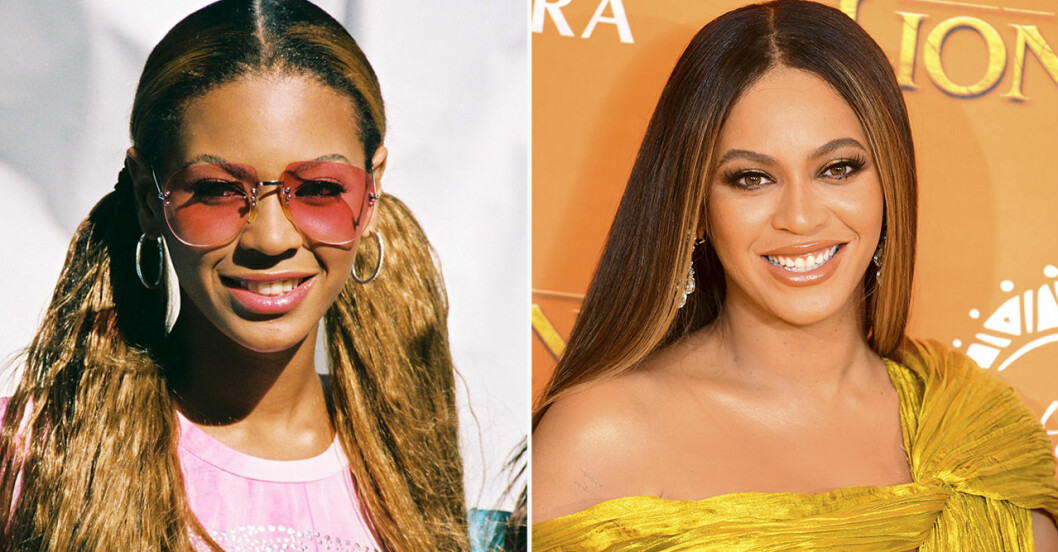 Beyoncé Knowles som 18-åring och medlem av Destiny’s Child till vänster, och 38-årig solodrottning till höger. beyonce