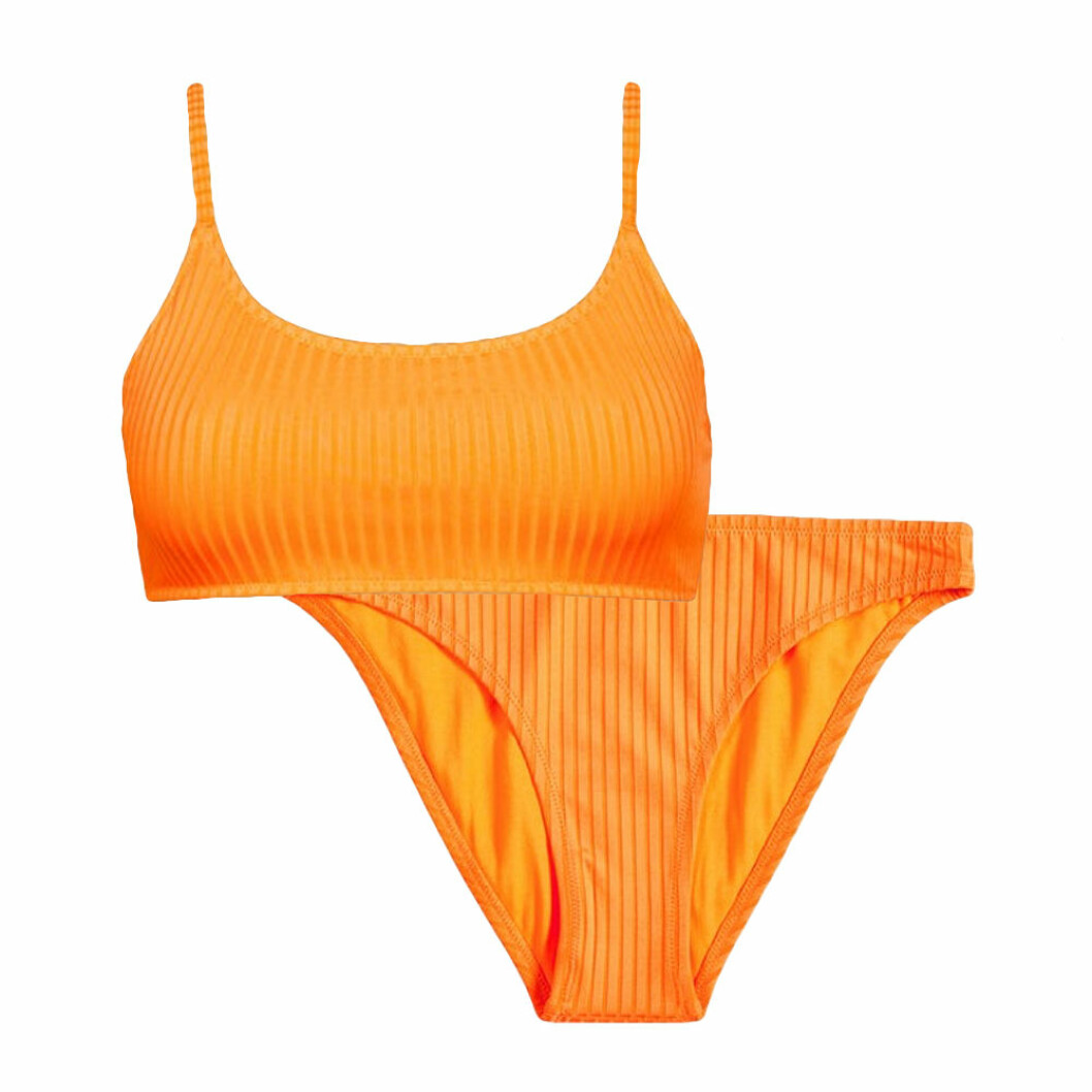 Orange bikini ribbat material