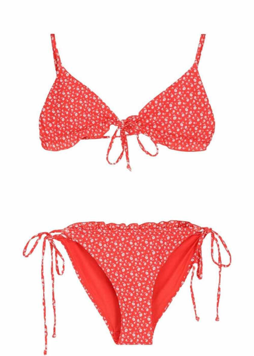 röd blommig bikini