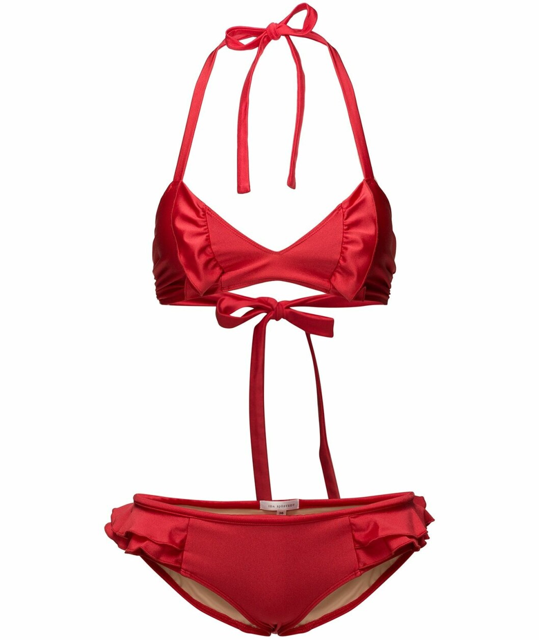 Röd bikini med volanger från Ida Sjöstedt 2018.