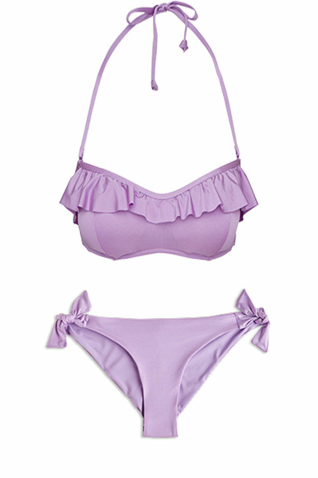 Lila bikini med volanger.
