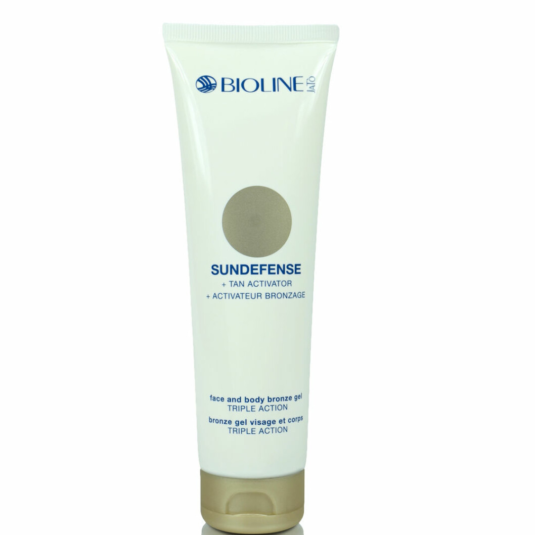 Sundefense tan activator, Bioline. <a href="https://track.adtraction.com/t/t?a=1117786221&as=1212076637&t=2&tk=1&epi=boostbranna&url=https://www.lyko.se/bioline/bioline-tan-activator-face-and-body-150m" target="_blank" rel="noopener">Här kan du köpa den</a>. Bioline tan