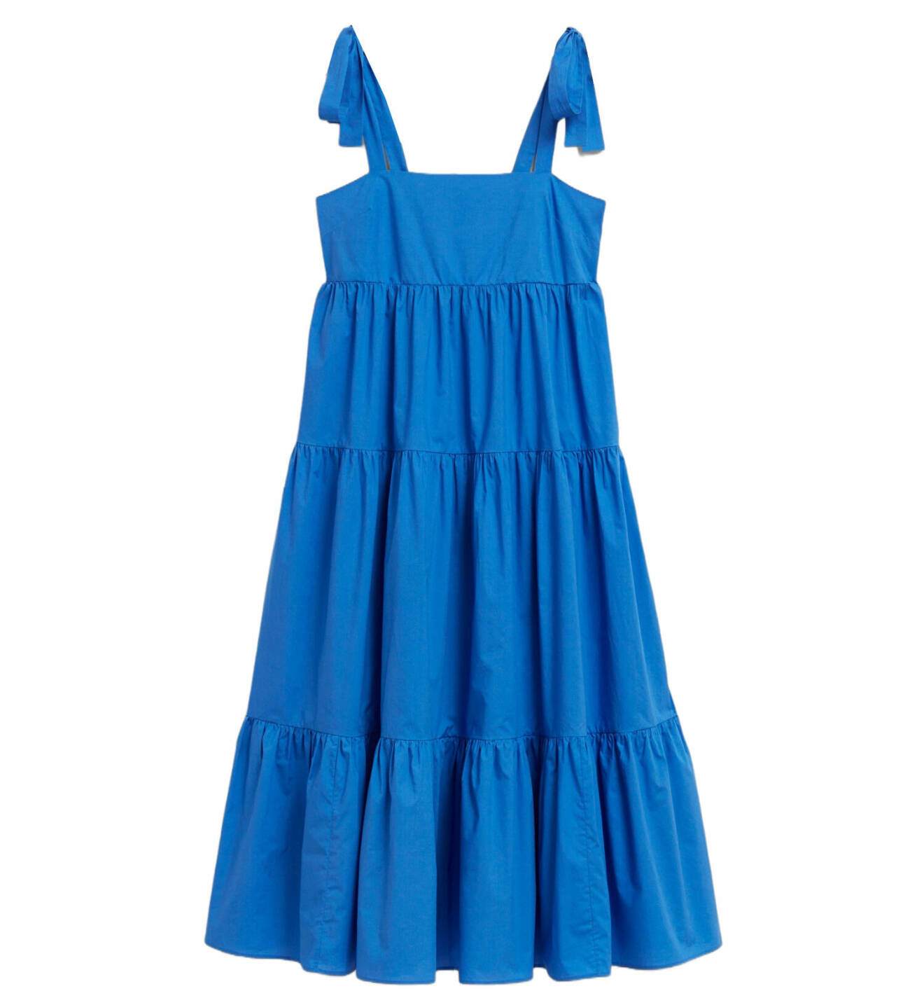 lång blå klänning i bohemisk stil