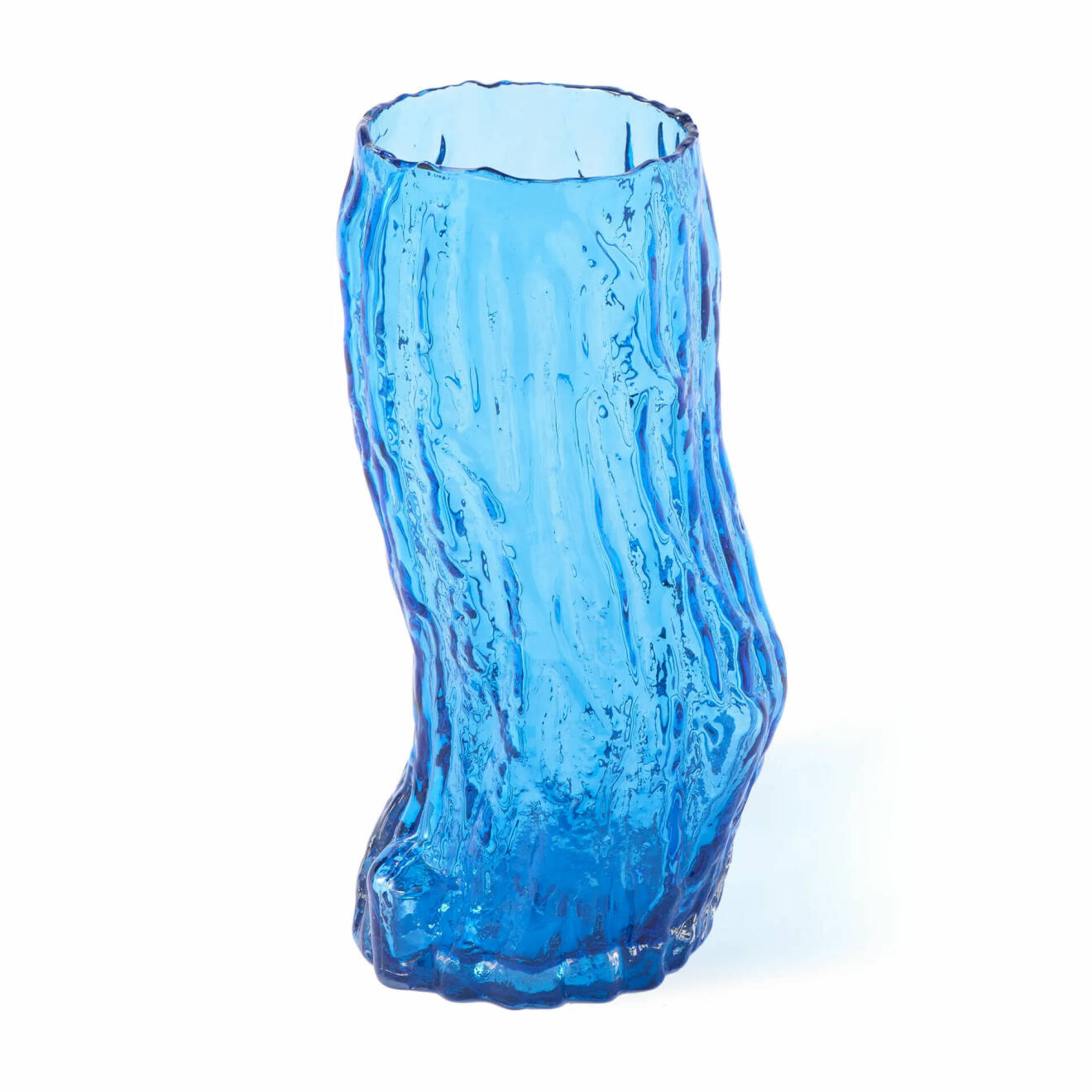 blå hög glas vas tree log polspotten