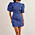 blå jacuardmönstrad klänning med puffärmar från Na-kd
