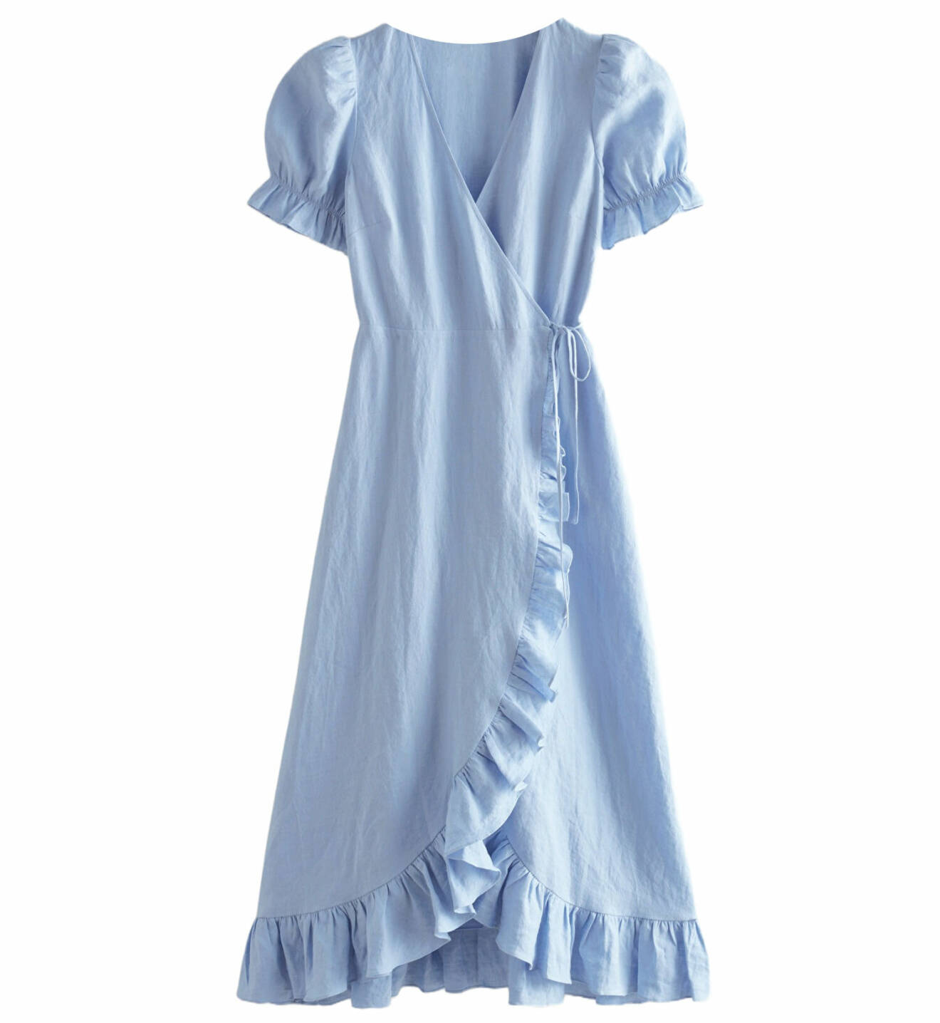 blå klänning i linne