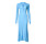 ribbad klänning i ljusblå nyans med v-ringad krage och långa ärmar från Adoore