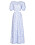 Bohemisk klänning 2022 – blåvit mönstrad klänning med puffärmar och cutout från Faithfull the brand