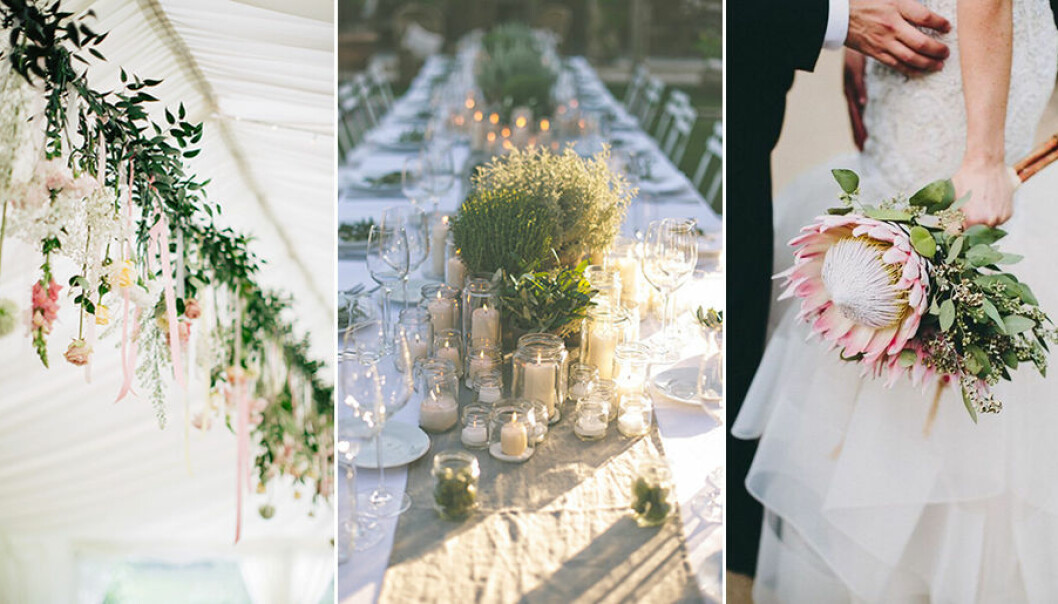 Dekorera med blommor och grönt på bröllopet i sommar