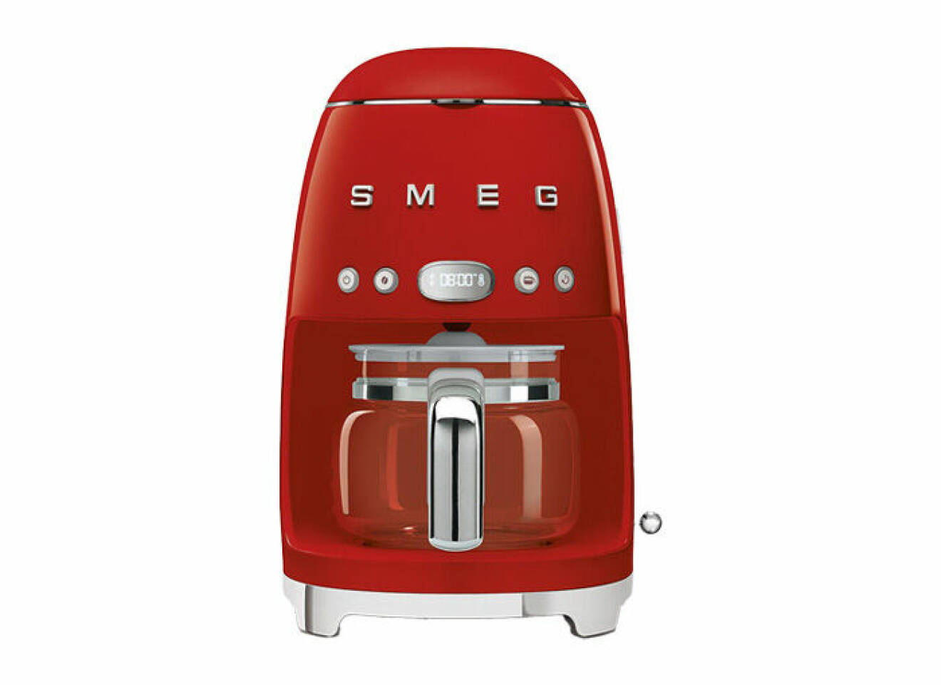 retroinspirerad kaffemaskin i röd nyans att ge bort i present från Smeg