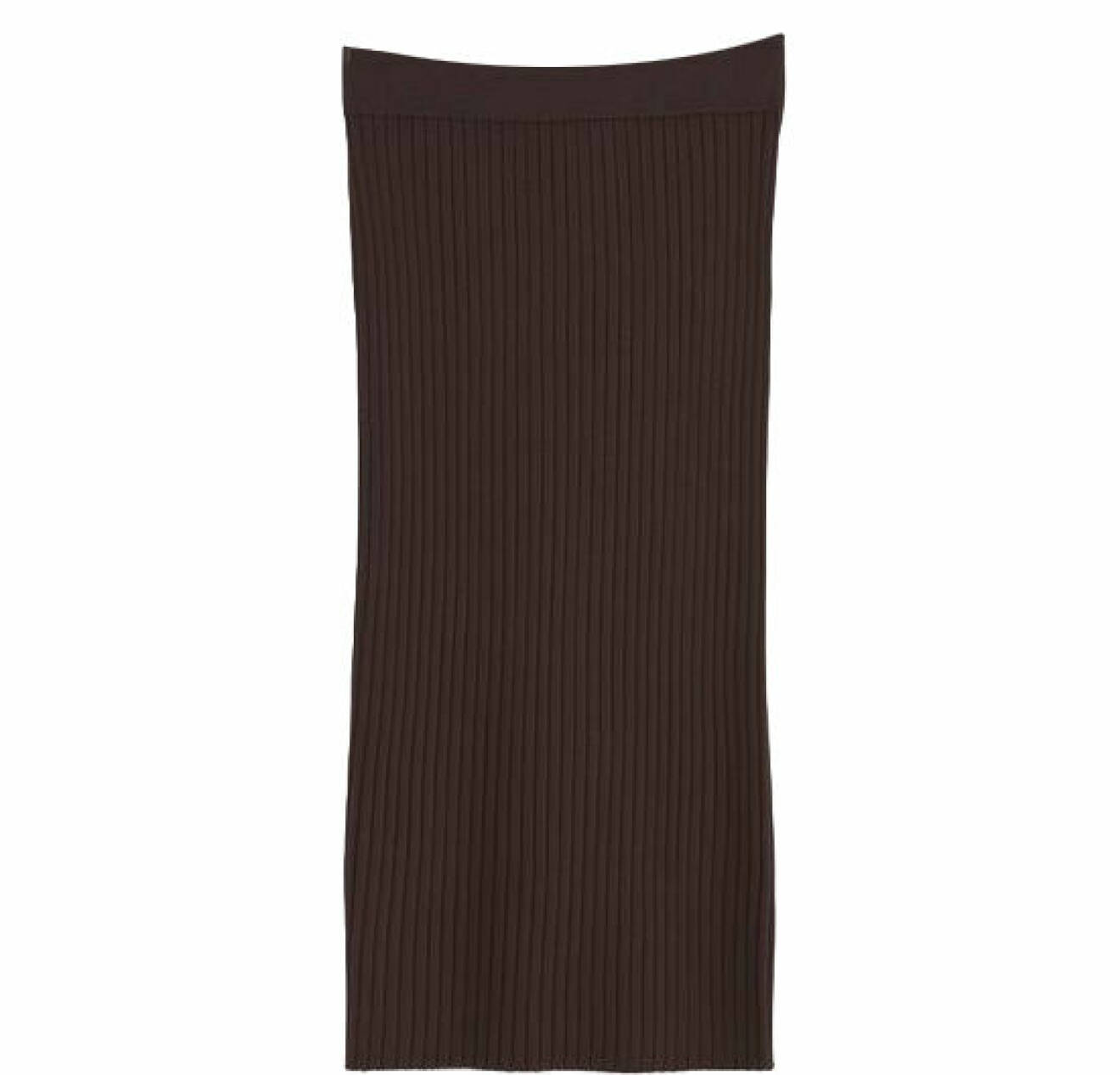 brun ribbstickad kjol från lindex