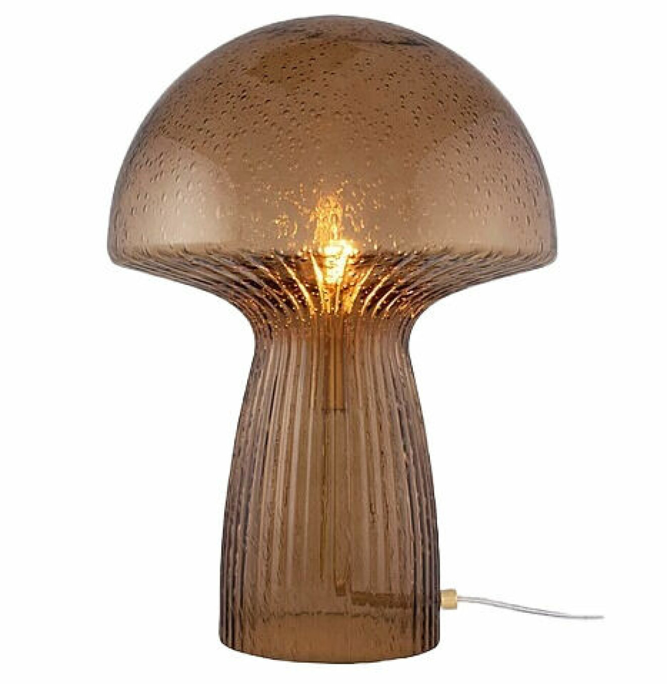 brun bordslampa i glas