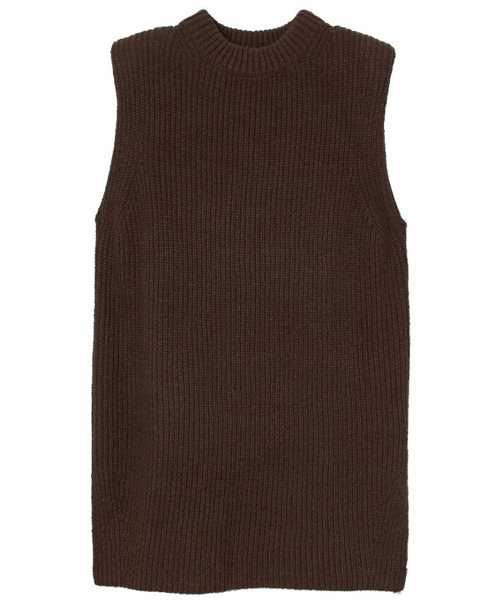 stickad väst brun hm