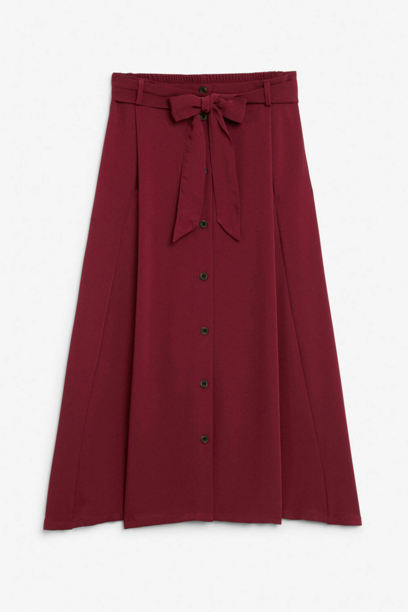 Medellång kjol i Burgundy