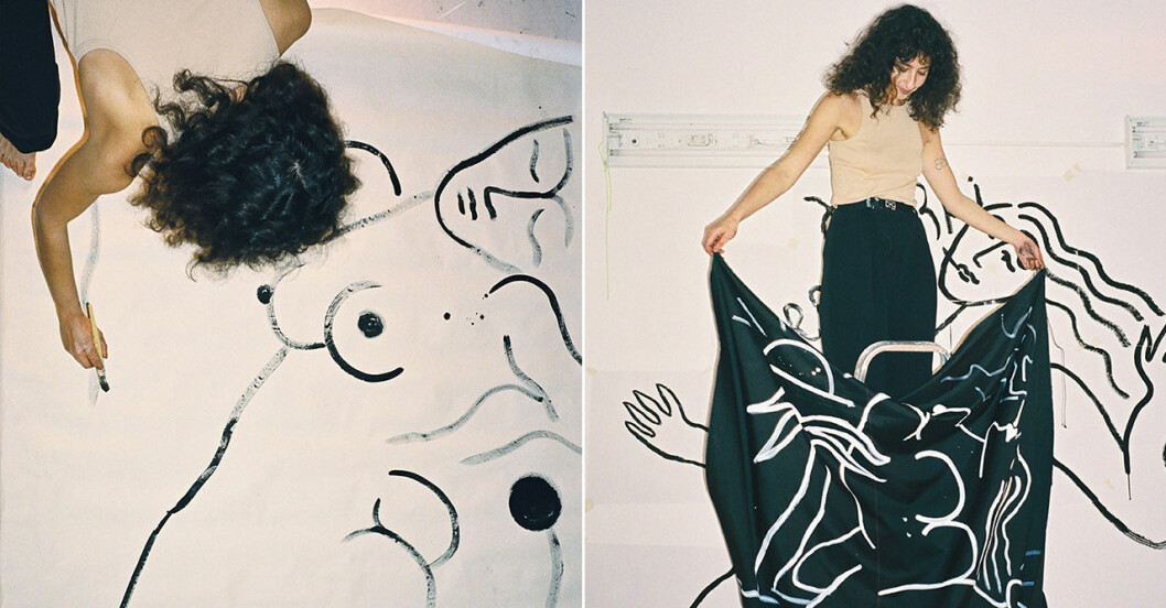 Konstnären Alexandra Karpilovski står bakom mönstret på By Malene Birger och Swedish Stockings strumpbyxor. By Malene Birger och Swedish Stockings släpper strumpbyxor inför 8 mars