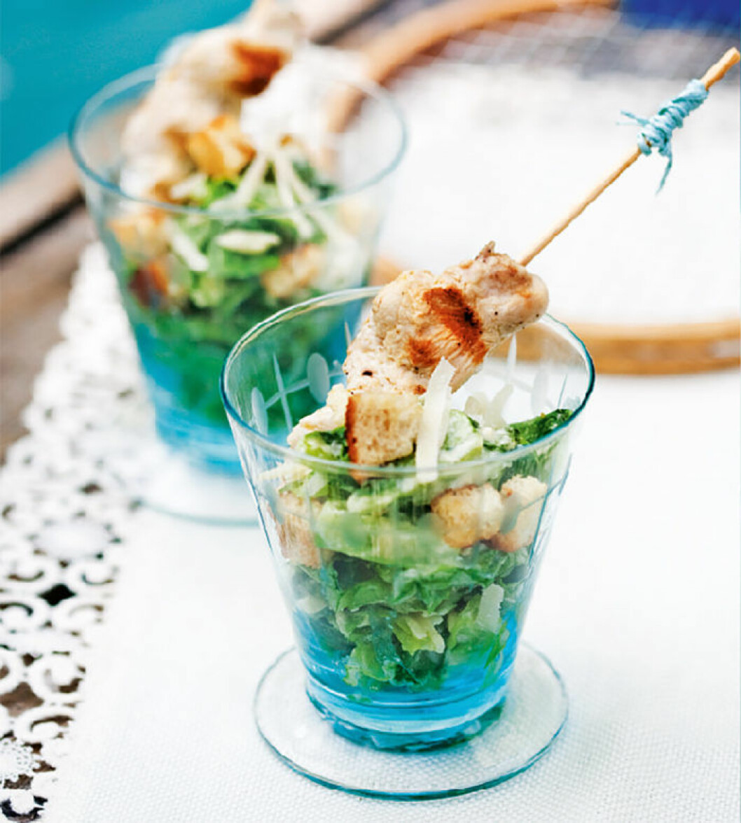 Caesarsallad i glas. Caesarsallad i glas.