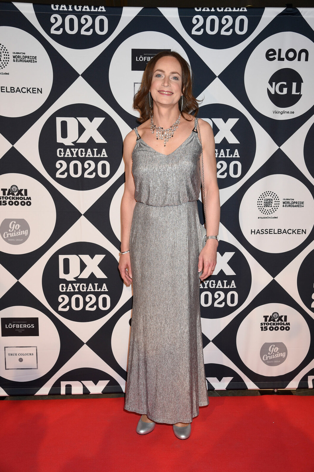 Ica-vd:n Caroline Farberger. Caroline Farberger på röda mattan på QX-galan 2020