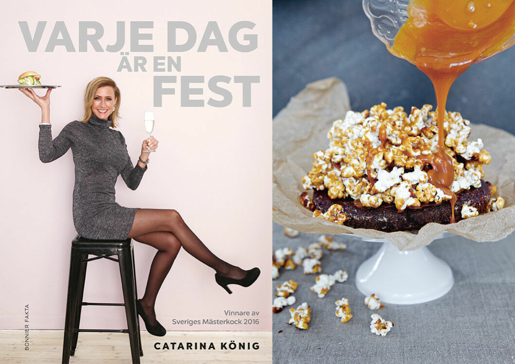 Chokladtryffeltårta med salta kolapopcorn från Catarina Königs kokbok ”Varje dag är en fest”. Chokladtryffeltårta med salta kolapopcorn från Catarina Königs kokbok "Varje dag är en fest".