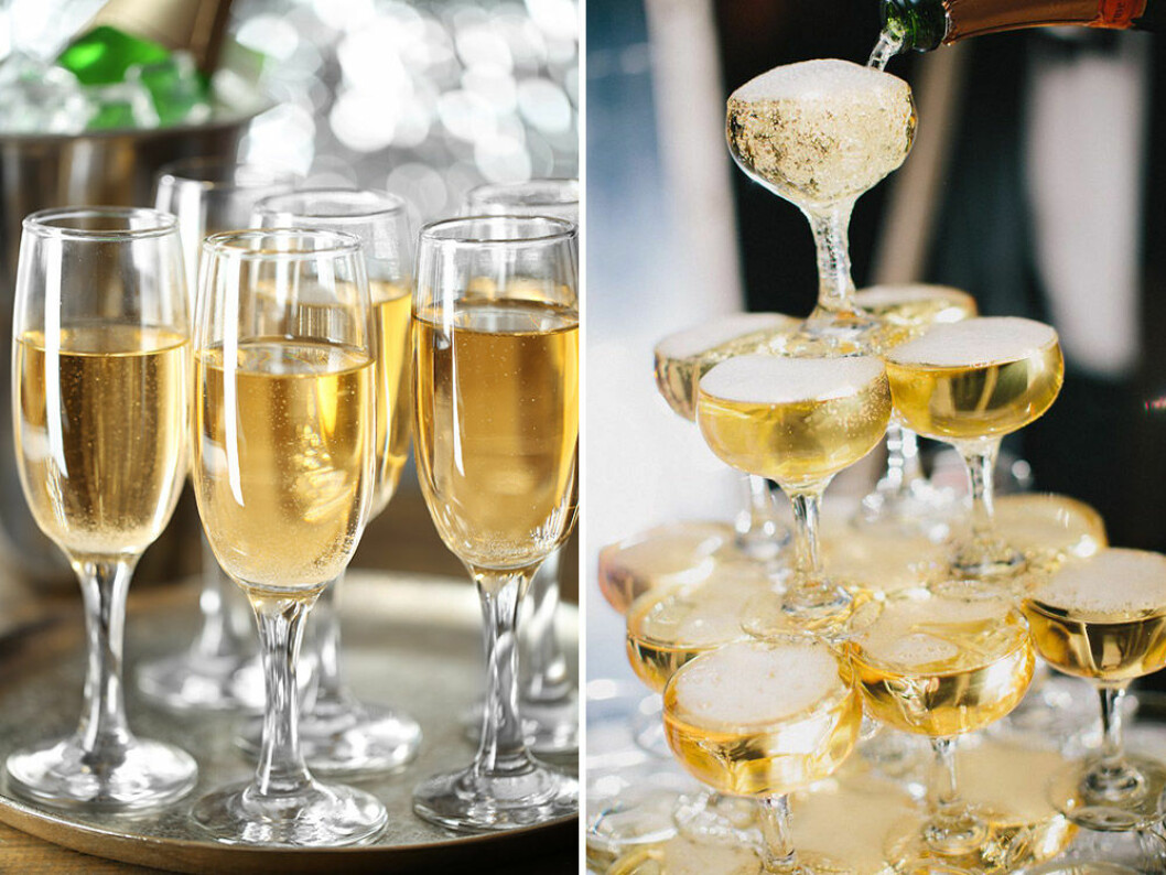 Flöjt- eller coupeglas, vad väljer du? Foto: Shutterstock Flöjt- eller coupeglas, vad väljer du? Foto: Shutterstock