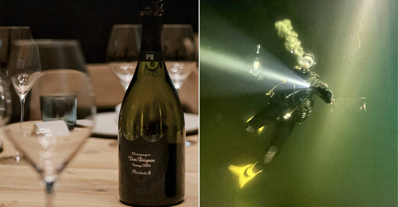Följ med på champagne-premiär – fem meter under ytan
