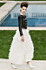 Chanel Haute Couture Paris, vit fjäder kjol och kort skinnjacka.