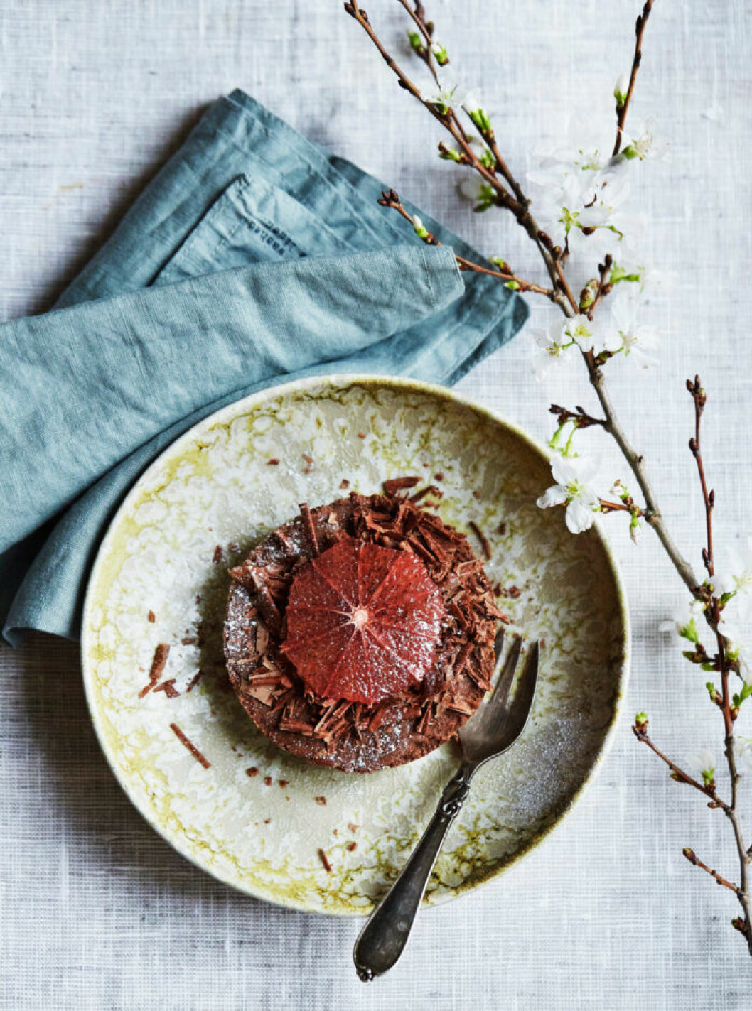 Chokladpaj med marinerad blodapelsin. Recept på chokladpaj med marinerad blodapelsin