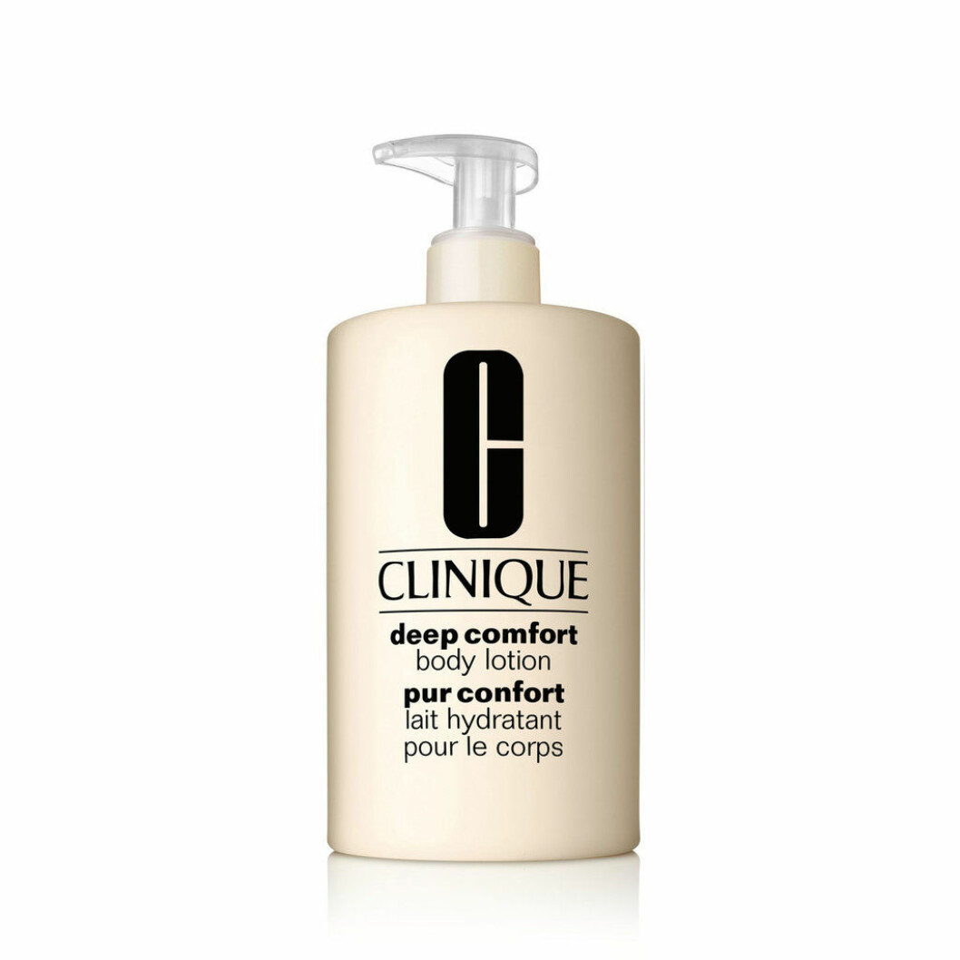 Deep comfort body lotion, Clinique. <a href="https://track.adtraction.com/t/t?a=1136856392&as=1212076637&t=2&tk=1&epi=boostbranna&url=https://www.ahlens.se/Skonhet/hudvard/kropp/bodylotion-kroppsoljor-15290/clinique-deep-comfort-body-lotion-400-ml-41010992/" target="_blank" rel="noopener">Här kan du köpa den</a>. Hudlotion