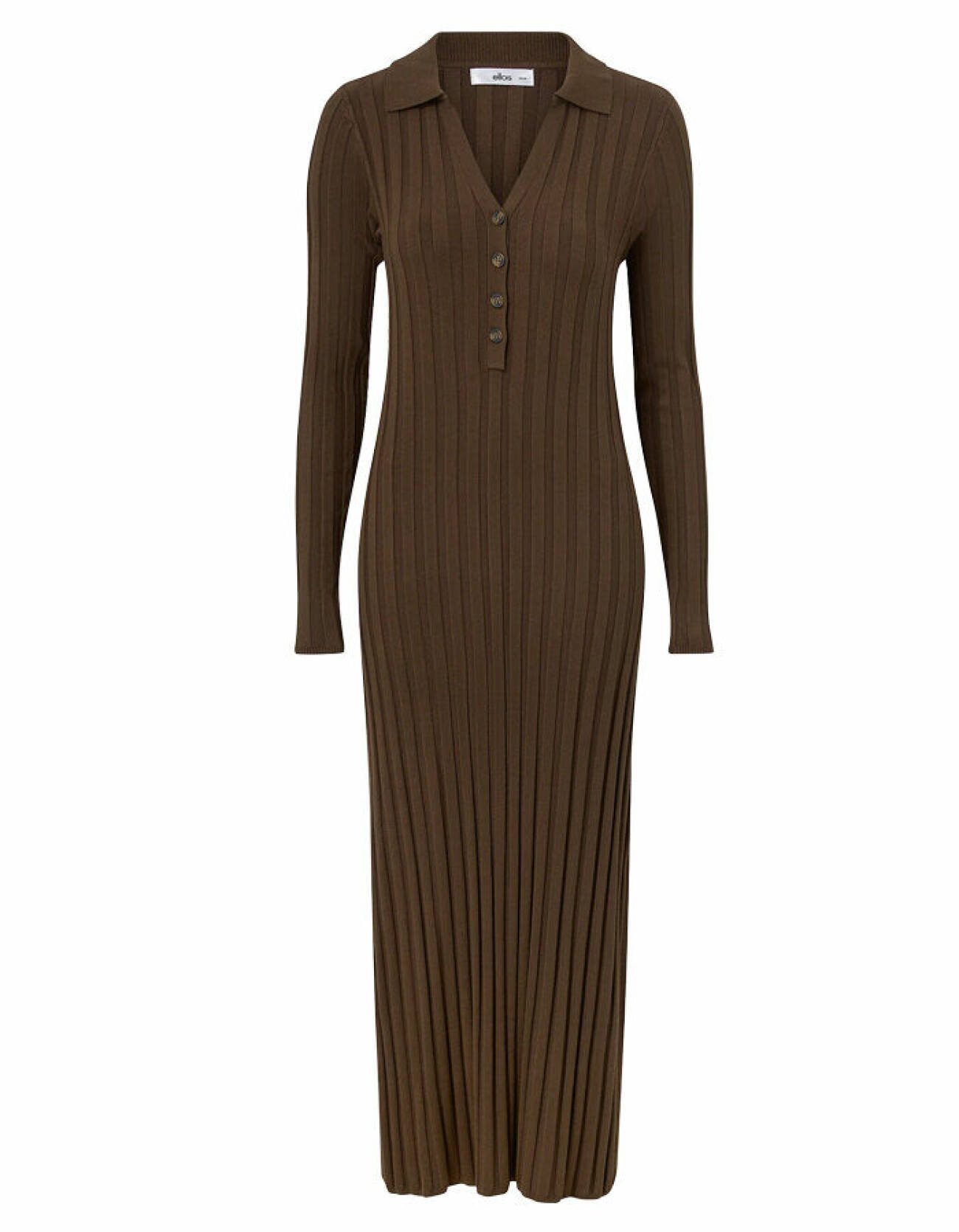 ribbstickad klänning i brun nyans att fynda på cyber monday från Ellos Collection