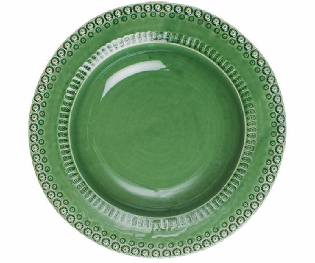 Vackert grönt uppläggningsfat från Pottery Jo.