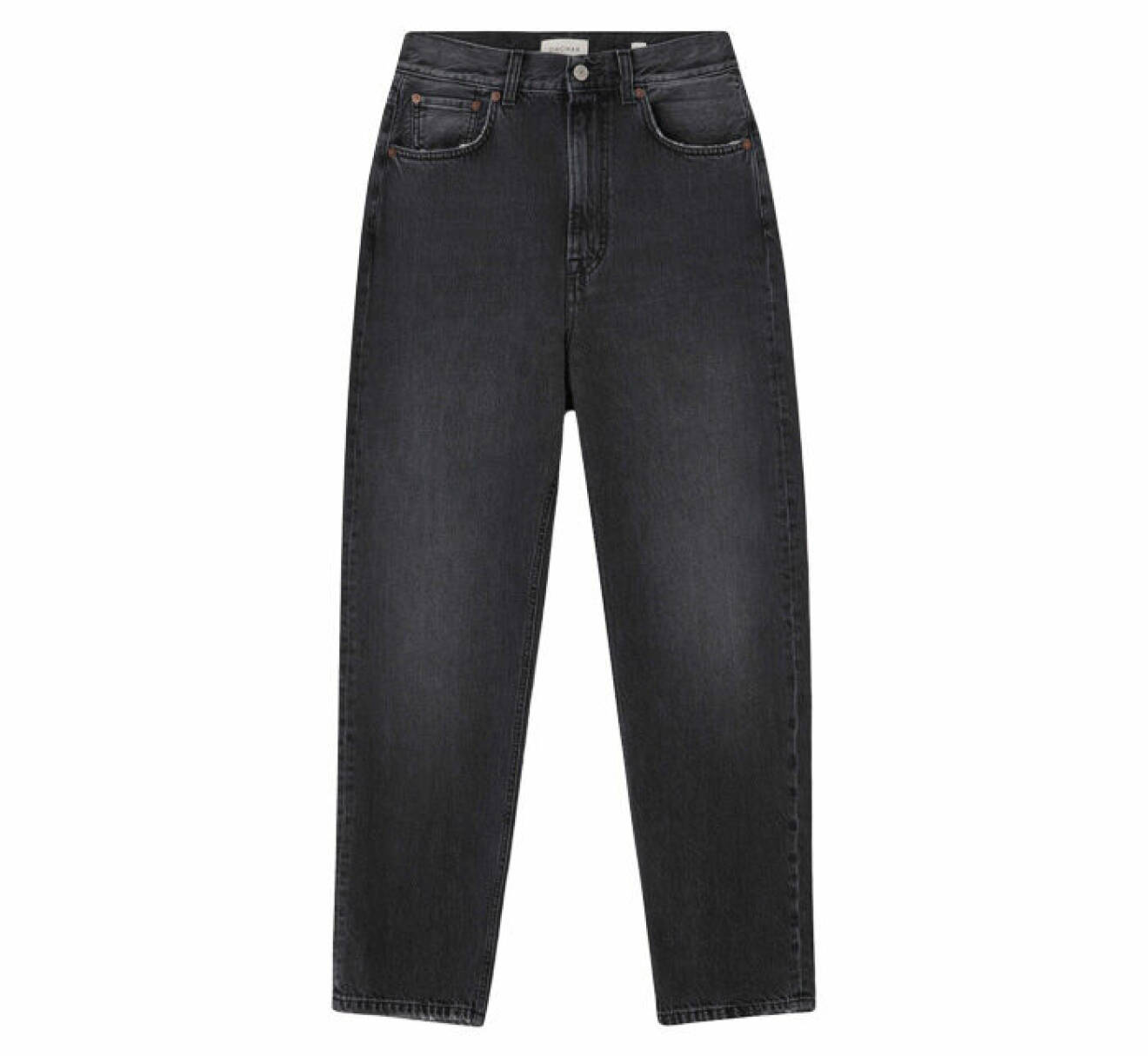 grå jeans med något avsmalnade ben nertill och hög midja från Dagmar