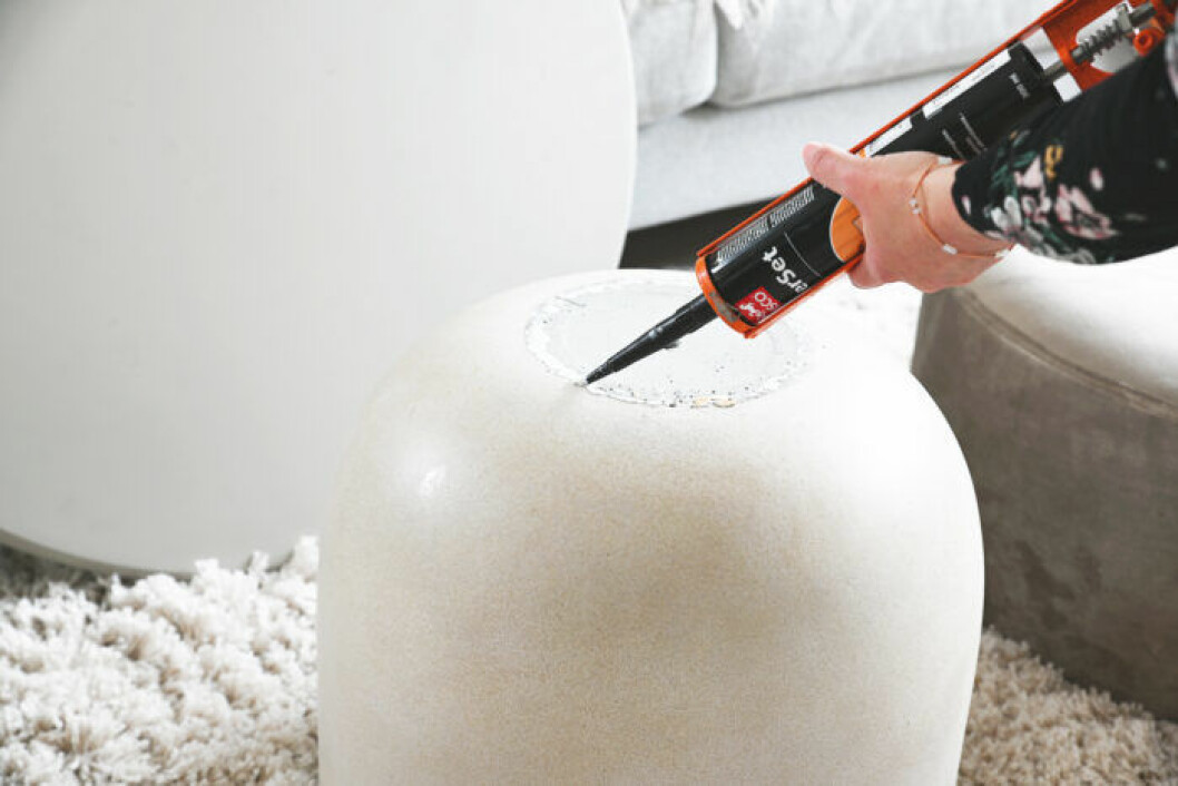 DIY: Stilrent soffbord av en betongkruka, steg 2
