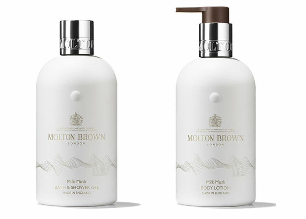 Vardagslyx med härliga Milk Musk Bath & Shower Gel, 260 kr och Milk Musk Body Lotion, 340 kr.