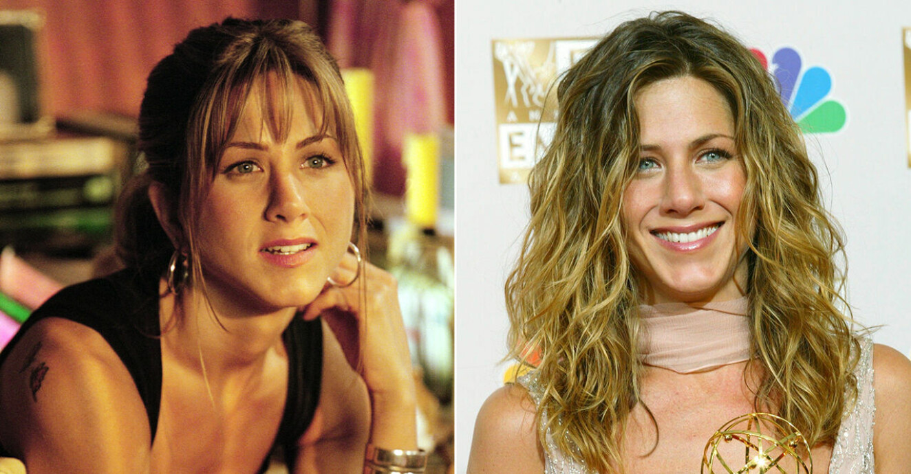 Jennifer Aniston i två olika frisyrer.