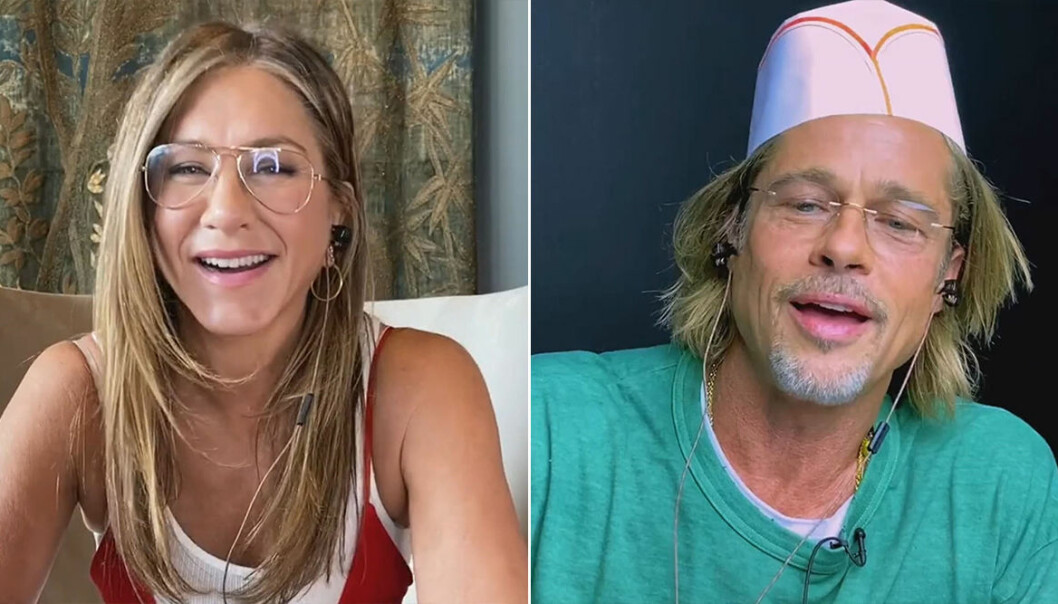Jennifer Aniston och Brad Pitt flörtar på tv.