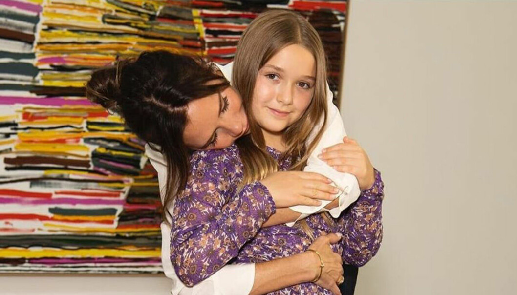 Victoria Beckham och dottern Harper.