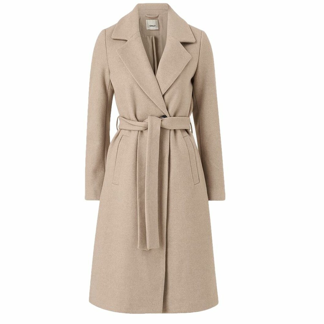 Beige kappa med knytband i midjan