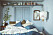 Sovrum med linnelakan i blått från Ellos Home
