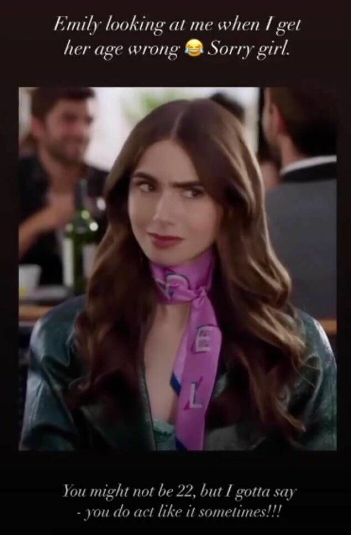 Lily Collins erkände sitt fel på Instastory. Lily Collins fel ålder Emily in Paris