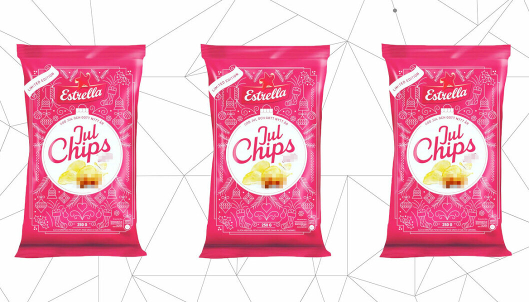 julchips i röd påse