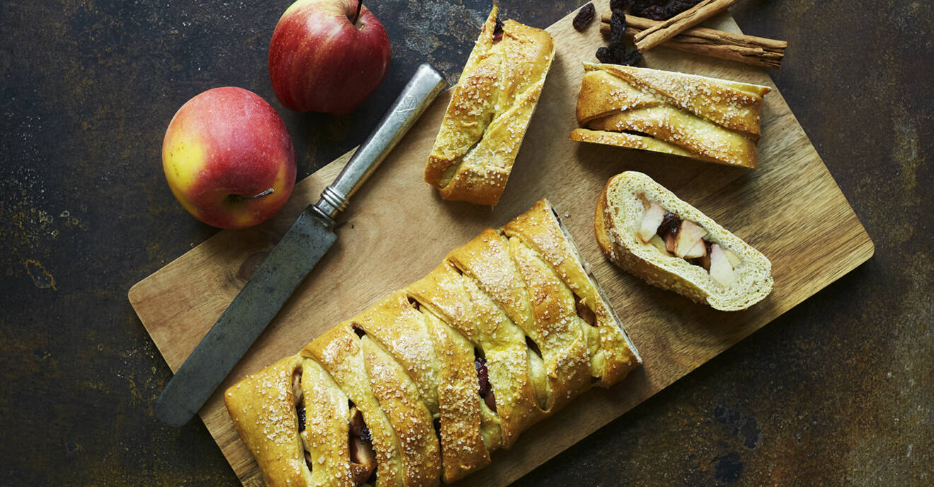 Recept på flätad längd med äpple och kanel
