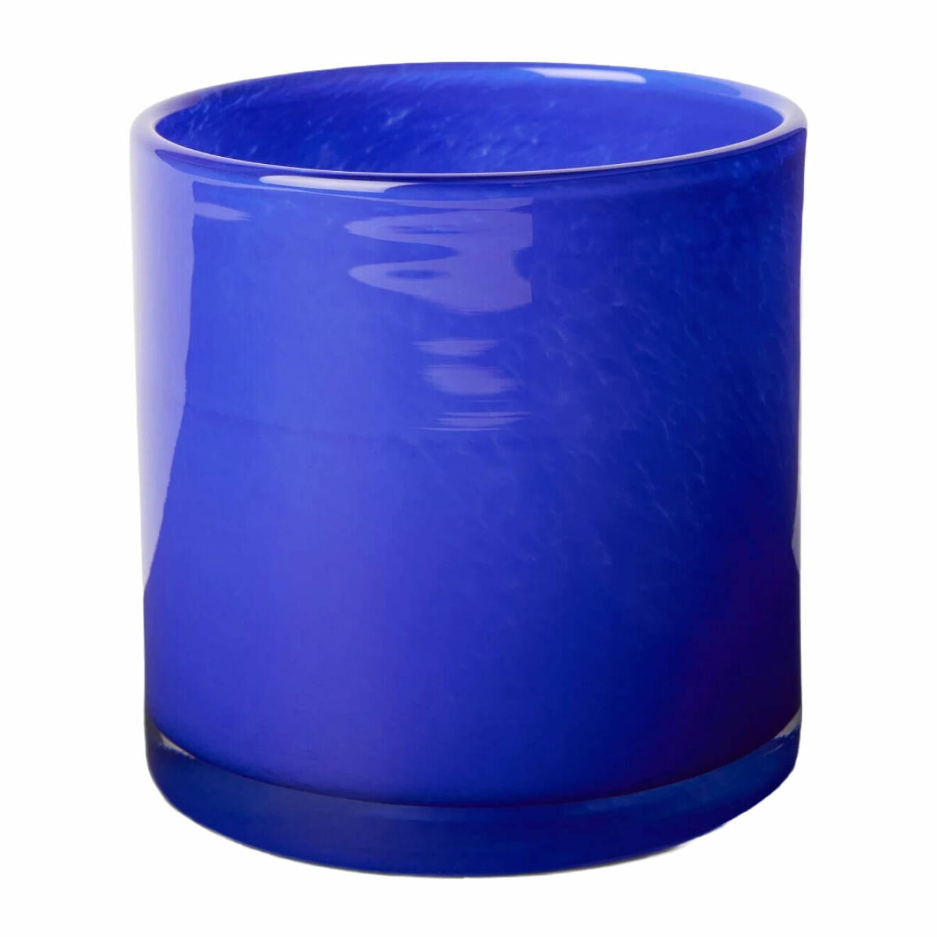 blå ljushållare i glas