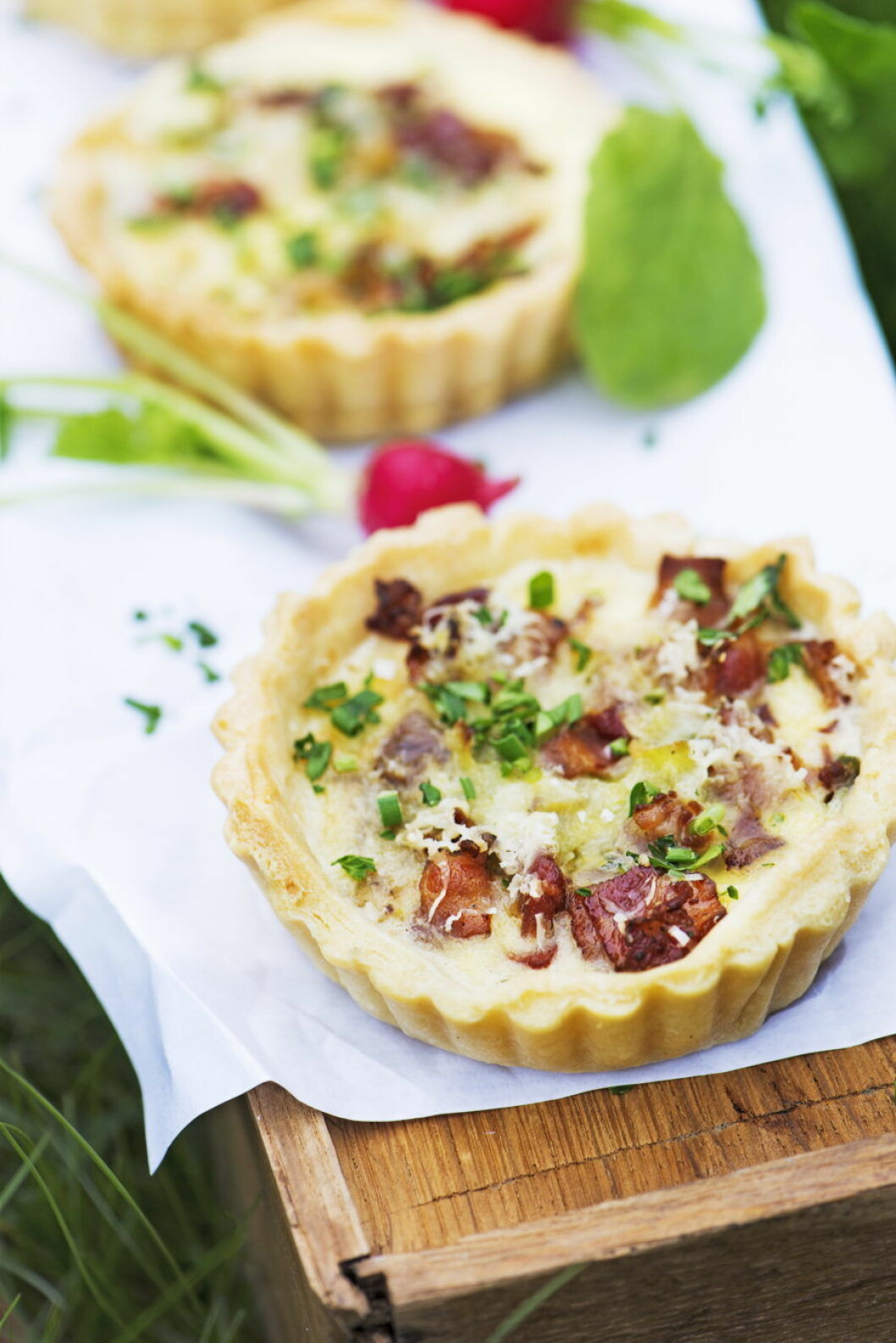 Bacon- och purjoquiche.