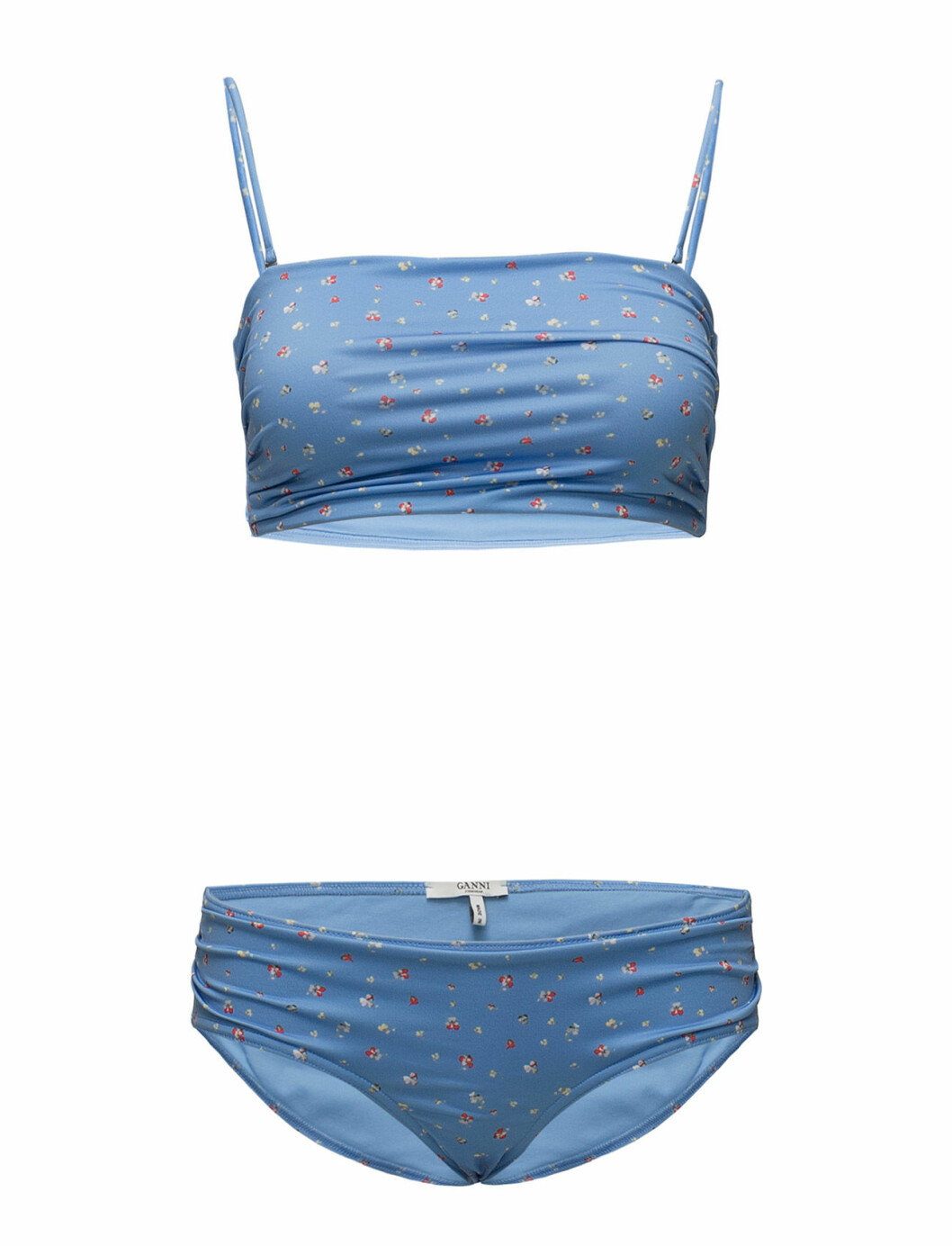 Blå bikini med små blommor från Ganni.