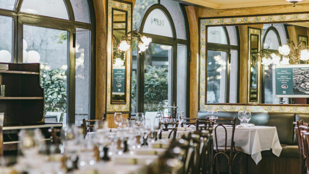 Brasserie Lipp. Interiör från restaurangen Lipp i Genève