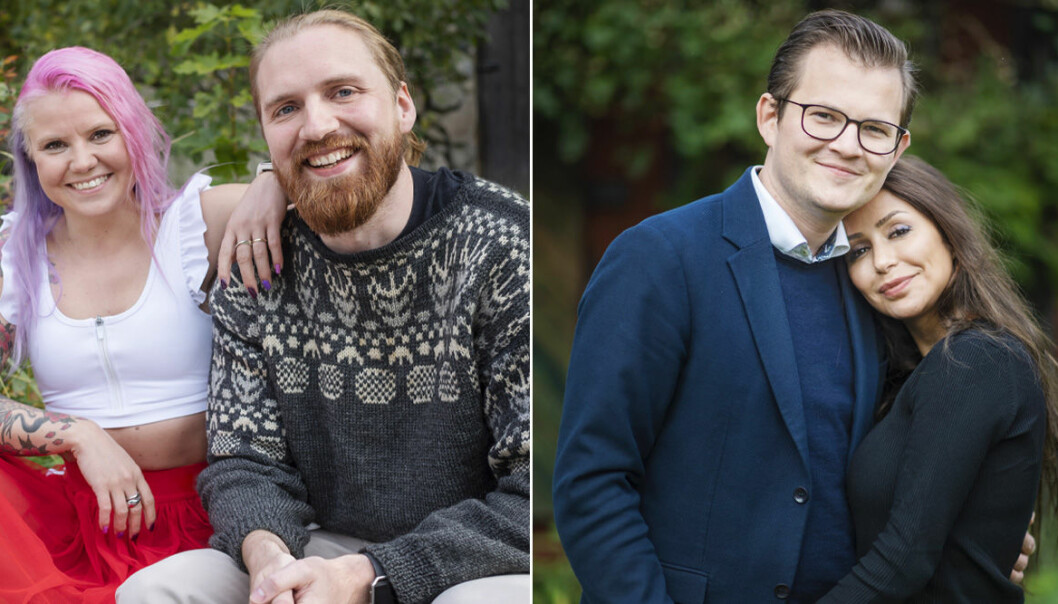Till vänster ser vi Elina Raeder med Albin Ringstad och till höger står Jacob Claesson med Elahe Eskandari. Elina Raeder med Albin Ringstad och Jacob Claesson med Elahe Eskandari