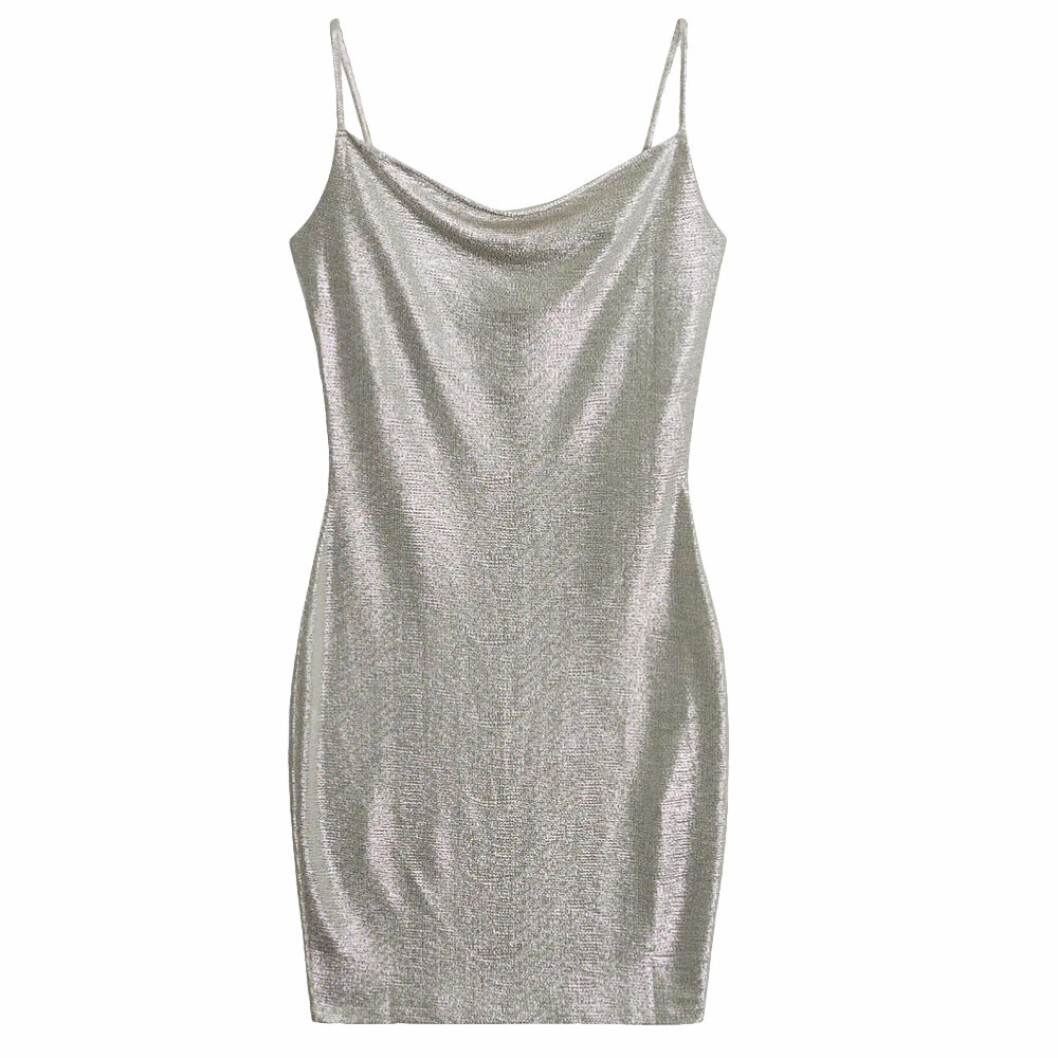 Silvrig glitterklänning från Gina tricot