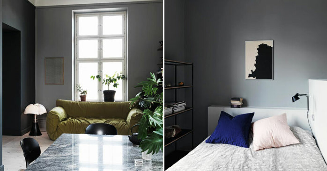 Foto: Jonas Ingerstedt ur reportaget: ”<a href="https://www.elle.se/decoration/enkelt-och-avskalat-men-med-en-ombonad-kansla/" target="_blank" rel="noopener"><em>Avskalat och ombonat med alla nyanser av grått</em></a>” Välj rätt grå nyans till väggarna.