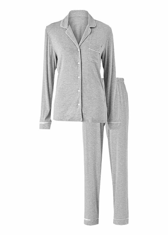 grå pyjamas bomull