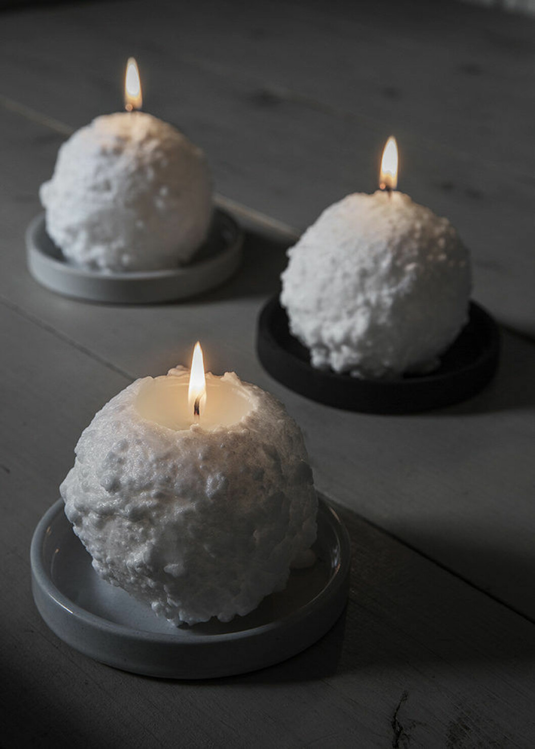 Snöbollsformade ljus från Granit, julen 2018