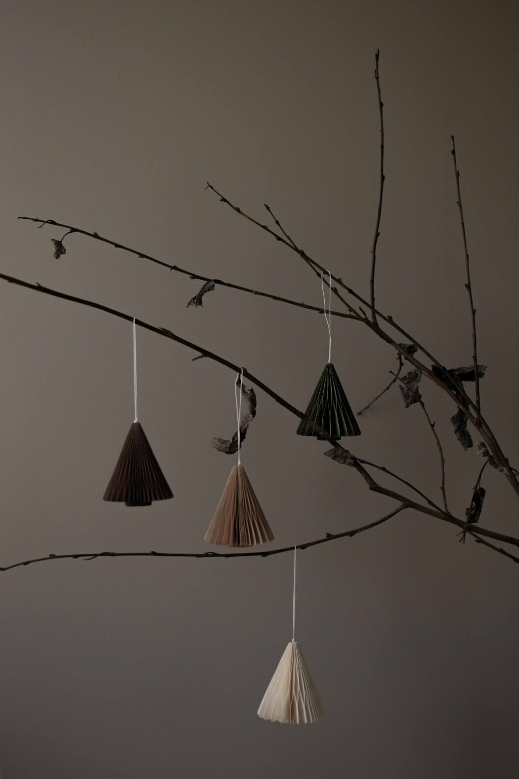 grenar med minimalistiskt julpynt